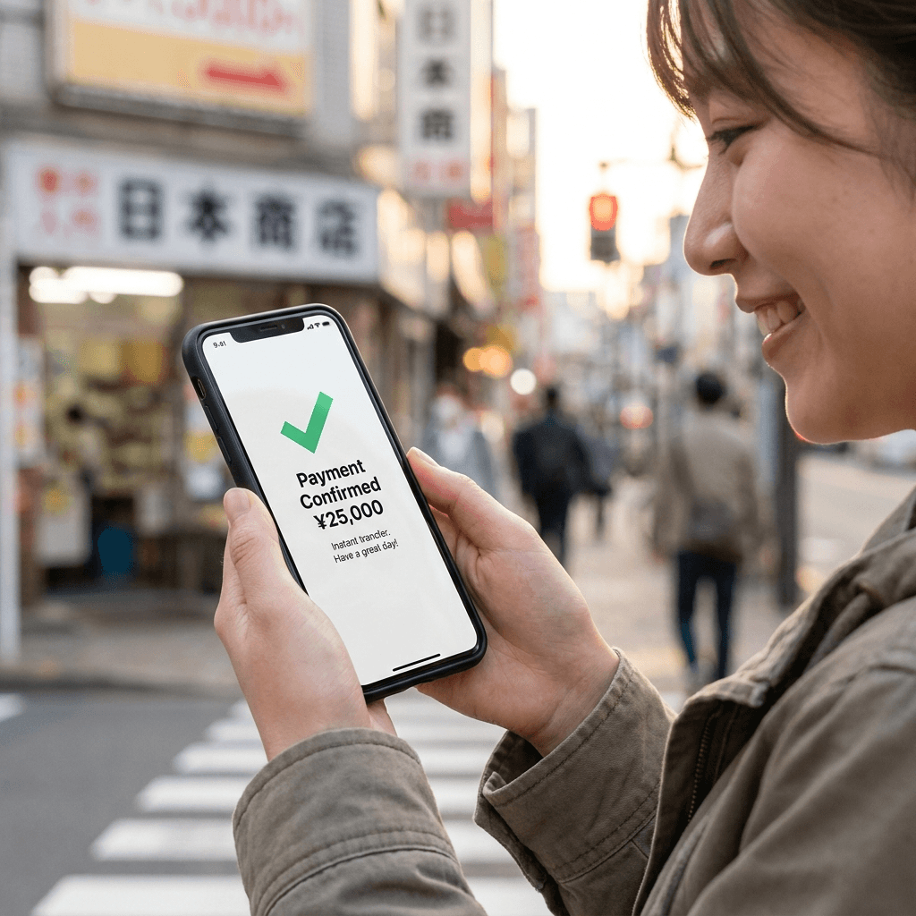スマートフォンに届いた翌日振込の通知